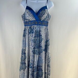 OC OC Skinny Strap Beaded Paisley Printed Silk Maxi Dress